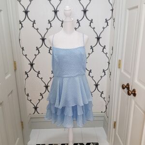 B Darlin Blue mini dots dress. Juniors Size 13/14